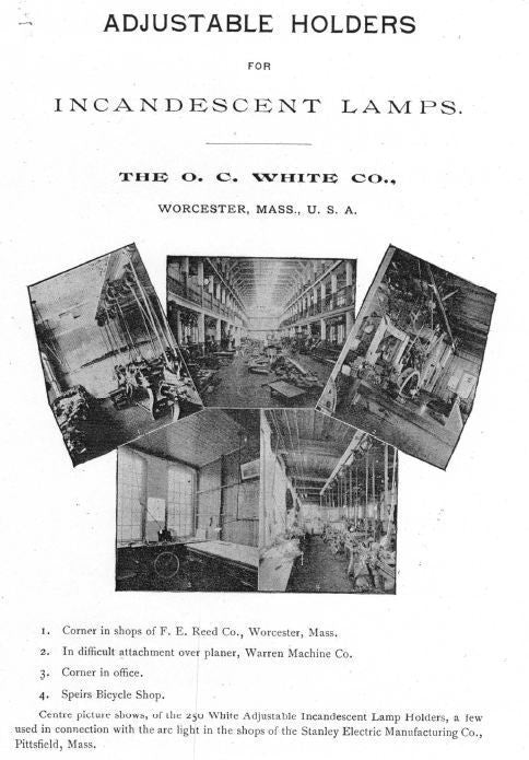 single vintage american industrial unrestored fully adjustable otis. c. white factory light fixture "adjustable supporter"