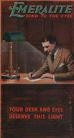 original early 20th century antique american model "8734 t w" telescoping cased glass emeralite shade desk or table lamp