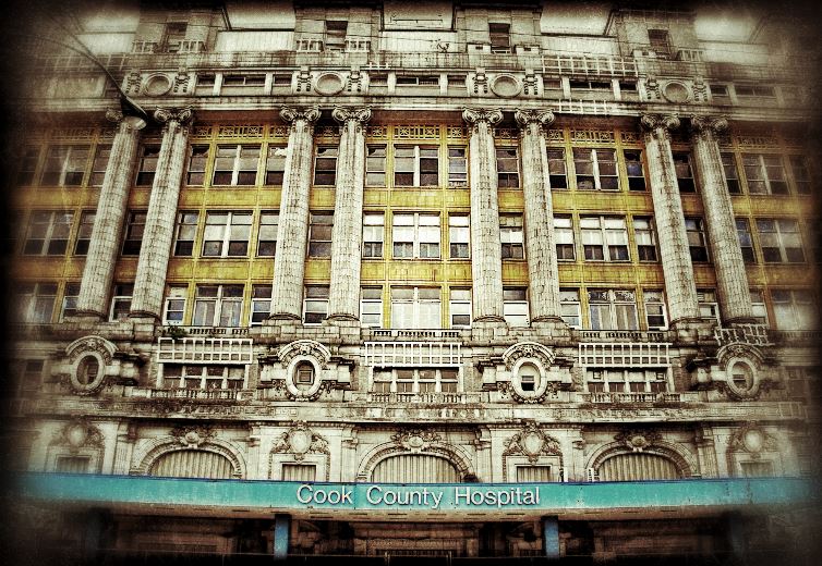 hard to find completely intact vintage american industrial cook county hospital double-arm articulating surgical ceiling light