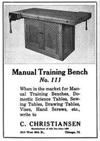 original c. 1915 american industrial "no. 9" christiansen solid maple wood stationary workbench with recessed tool tray compartment