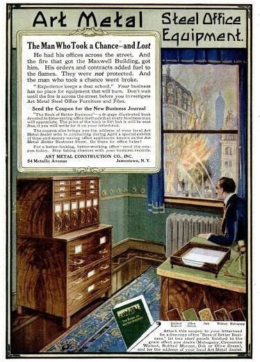 original and completely intact freestanding early 20th century chicago city hall "fire proof" reinforced steel army green enameled multi-drawer filing cabinet with oxidized copper handles
