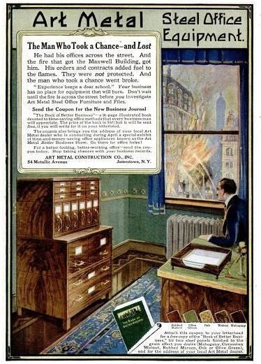 exceptional well-built and all original early 20th century freestanding "art metal" cook county hospital patient record filing cabinet with wrought brass handles and placard holders