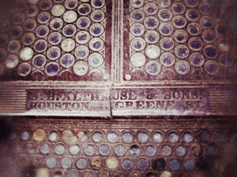 large lot of original c. 1860's matching american antique refurbished new york city sidewalk vault glass lenses or "vault lights"