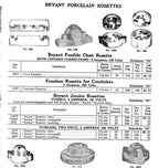 one of two original and completely intact flush mount two-piece concealed or enclosed white ceramic bryant pendant light fixture canopies or "rosettes"