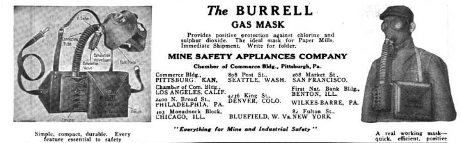 original and largely intact early 1940's american industrial chemical plant chlorine gas mask with original reinforced storage case