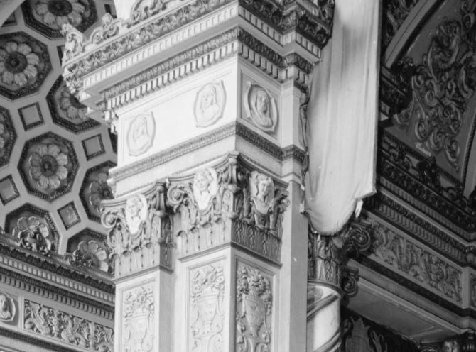 museum-quality salvaged chicago rapp and rapp cast plaster granada theater interior lobby column capital fragment with cherub