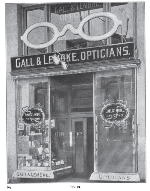 early 20th century hand-crafted american painted wood new york city storefront optometrist "eyeglasses" trade sign