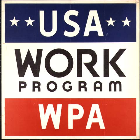 original historically important and highly symbolic c. 1930's american depression era work progress administration jobsite double-sided painted steel sign