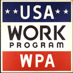 original historically important and highly symbolic c. 1930's american depression era work progress administration jobsite double-sided painted steel sign