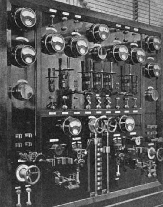 original and remarkably intact dated c. 1907 original and fully functional american industrial salvaged chicago copper-plated cast iron commercial building basement switchboard voltmeter