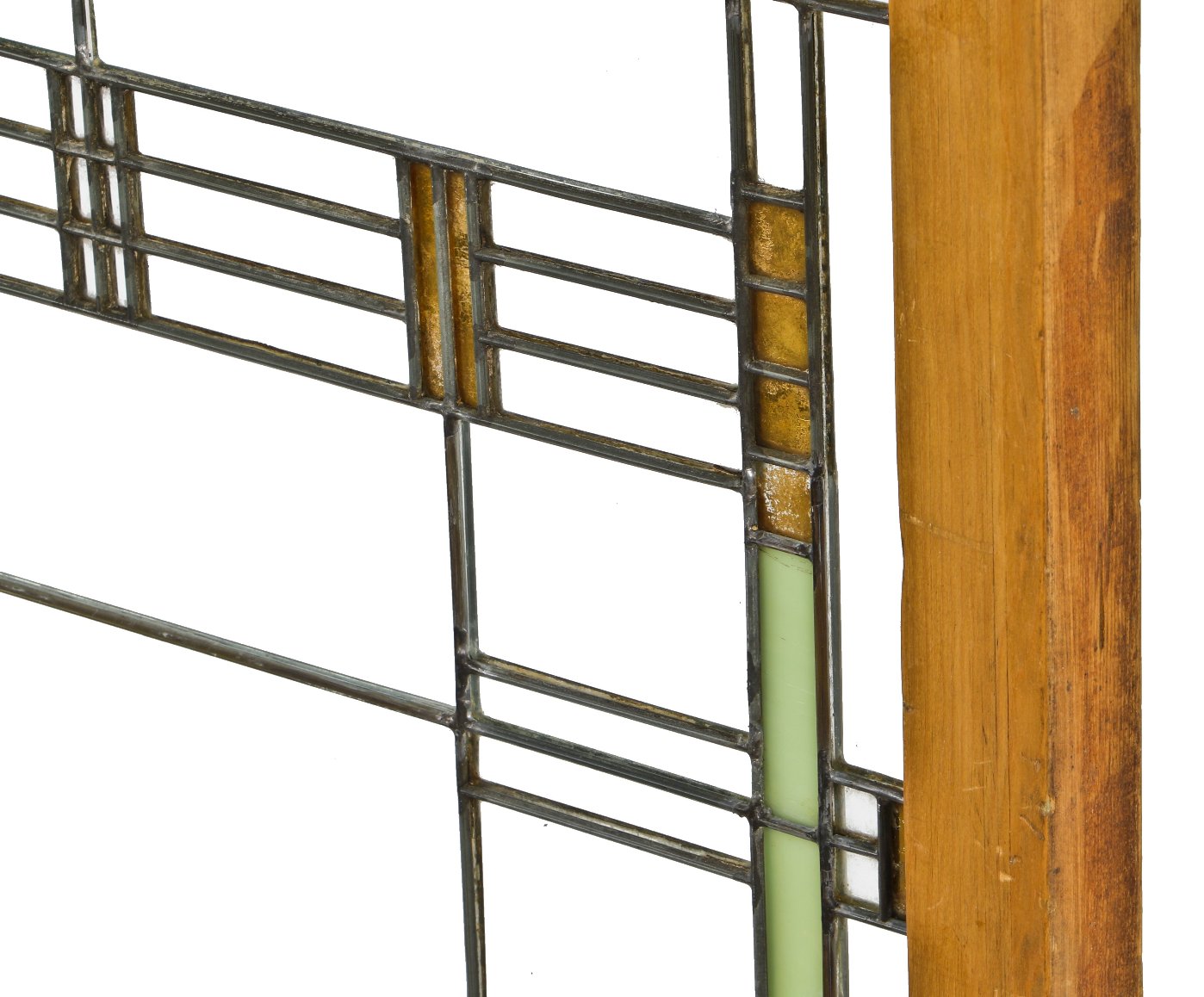 all original historically important c. 1902 american arthur heurtley house leaded art glass residential window or "light screen" with original intact wood sash frame