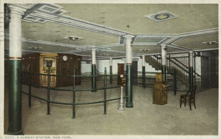 largely intact late 1920's american interborough rapid transit company "no smoking" new york city subway station cobalt blue informational sign