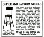 original c. 1930's low-lying vintage american industrial four-legged riveted joint factory stool with solid oak wood round top