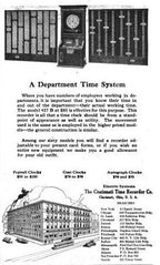 rare documented c. 1919 original and fully functional massillion "alumite" factory complex wall-mount oak wood autograph time recorder