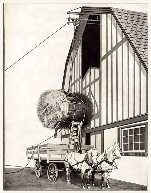 c. 1910-20 antique american industrial cast and/or louden wrought iron hay barn trolley rope pulley and oversized hook