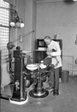 highly sought after early 1920's antique american medical interior dentist's office iron and brass illuminated examination "cluster" patient overhead light