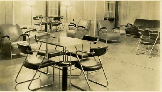 matching pair of original c. 1930's american depression era art deco gilbert rohde-designed "z" stools with largely intact chrome plated finish