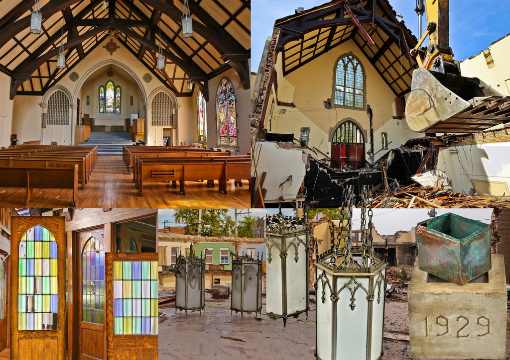 original hand-crafted c. 1929 salvaged chicago park view lutheran church interior solid wood shield with cross accentuated with stenciled gold paint