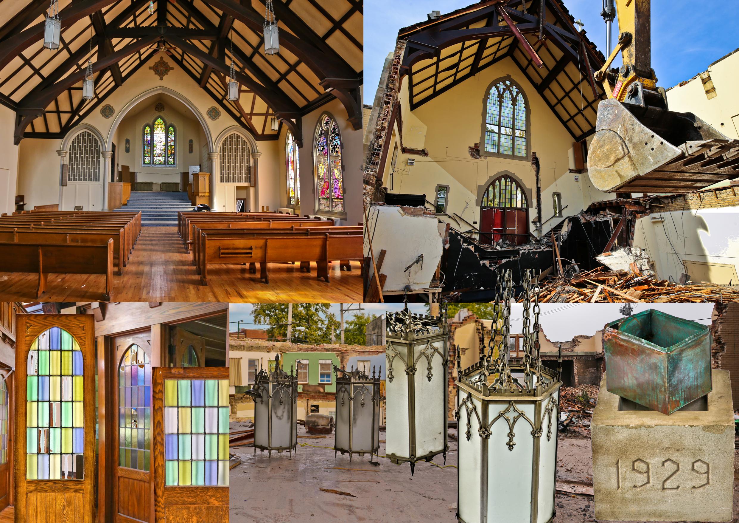 original hand-crafted c. 1929 salvaged chicago park view lutheran church interior solid wood shield with cross accentuated with stenciled gold paint