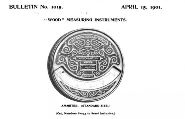 hard to find and highly desirable 19th century american industrial ornamental cast bronze flush mount electric switchboard "wood" type circular-shaped voltmeter