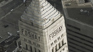 original antique c.late 1920's framed plaque comprised of an architectural rendering of the foshay building in minneapolis and an accompanying business card