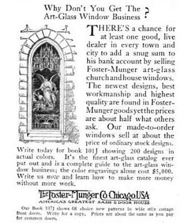 intact c. 1920's american arts & crafts or craftsman style interior residential chicago bungalow residential leaded art glass window in original wood sash frame