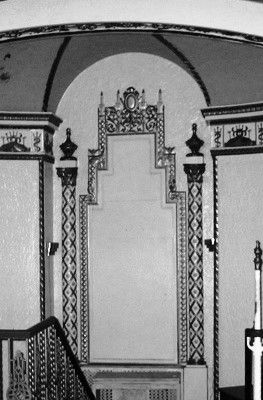 historically important c. 1930's american depression era art deco style cast plaster nauticalesque nortown theater interior lobby panel featuring man with trident