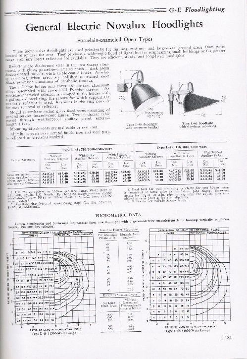 c. 1940's original hardbound general electric supply corporation "lighting: industrial, commercial, and floodlighting" profusely illustrated catalog "82-l"