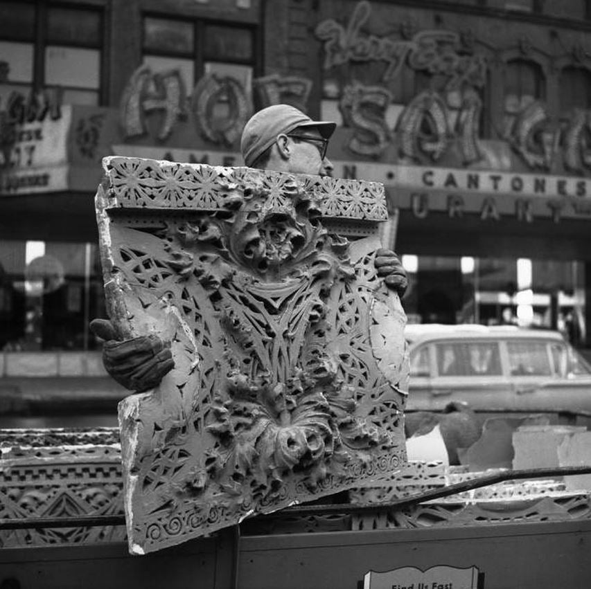 rare original antique late nineteenth century fragment of plaster friezework designed for the interior of adler & sullivan's non-extant garrick theater