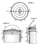 patented c. 1930's antique american industrial corrugated steel three-legged factory machine shop trash can with removable top