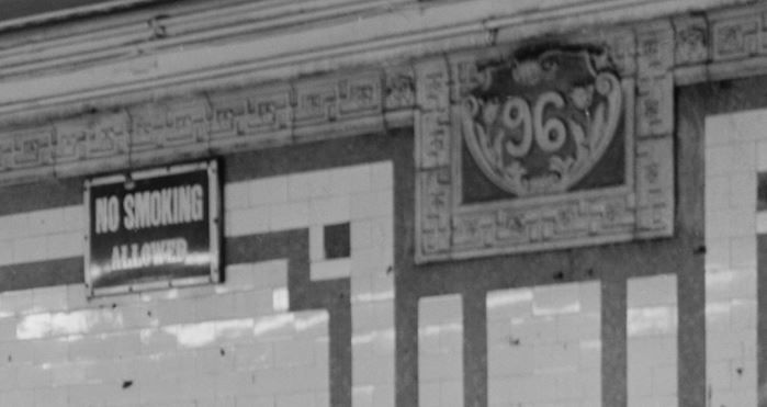 rare 1900s salvaged new york city subway cobalt blue porcelain enameled "no smoking" sign