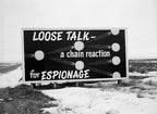 original c. 1950's atomic-era single-sided die cut enameled steel los alamos laboratory "secret" informational sign with cherry red lettering