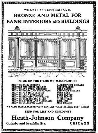 c. 1920's american single-sided "apply at office" bank building flush mount door sign with black enameled background