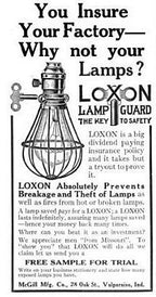 complete c. 1930's vintage american industrial portable incandescent "trouble light" with finely turned maple wood handle