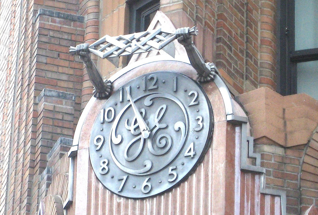 stunning historically important american art deco style ornamental nickel-plated cast bronze general electric building lobby elevator call button plaque