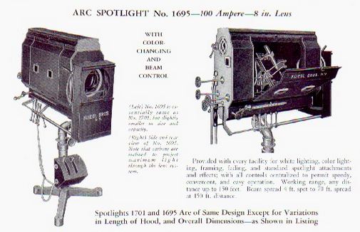 c. 1930's american industrial heavy duty telescopic theater arc spotlight pedestal stand with weighted three-legged cast iron base