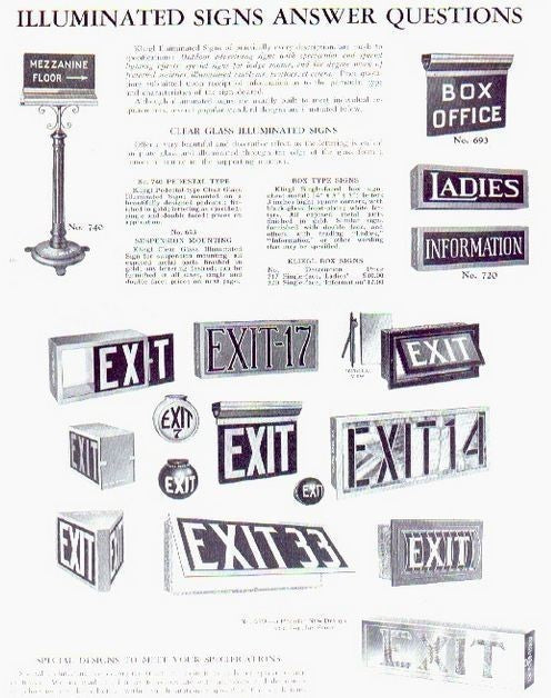 intact and free from damage single chicago downtown hotel illuminated ruby red glass double-sided exit light flush mount wall sconce with bold white lettering