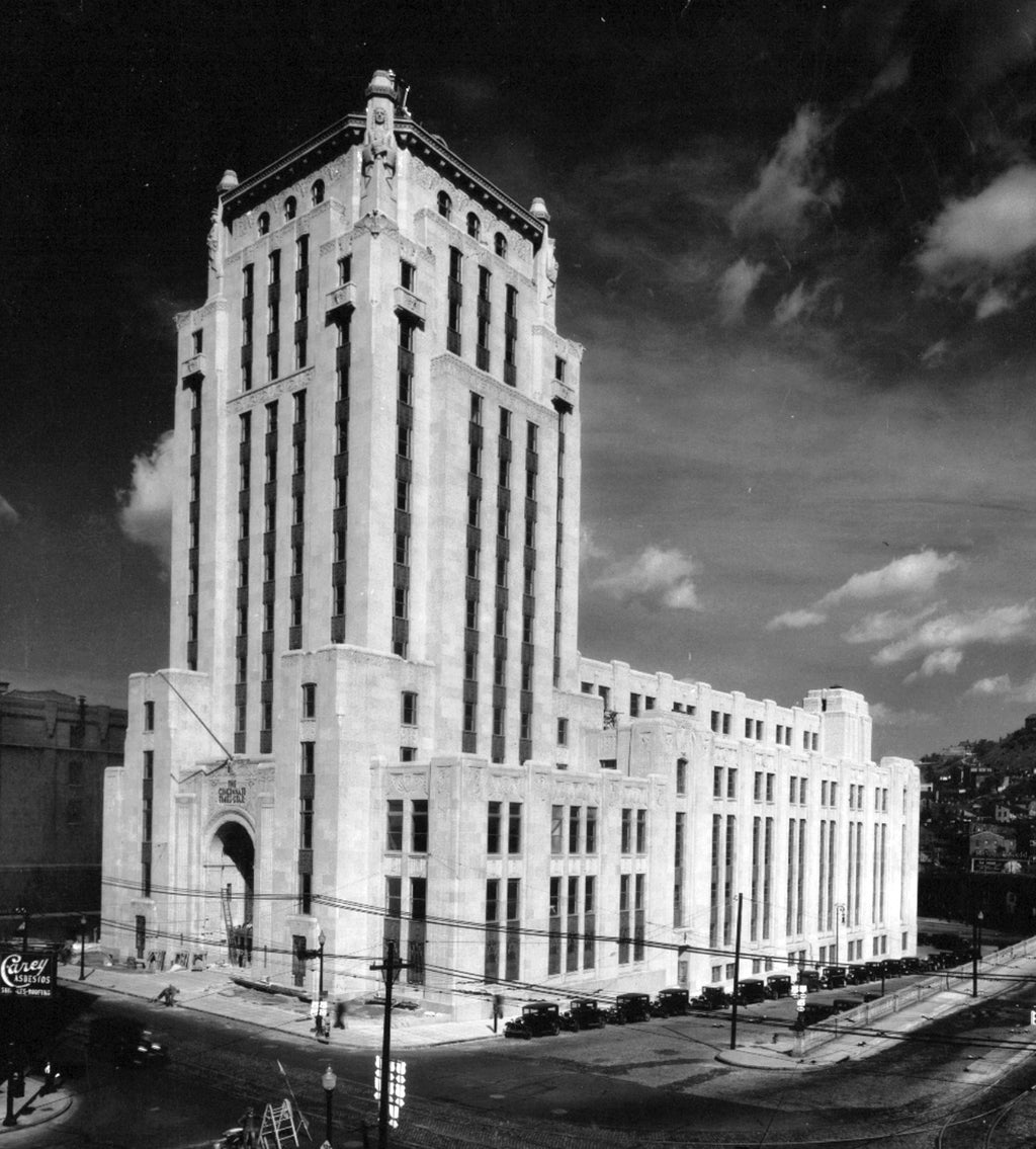 original documented c. 1933 ornamental cast bronze cincinnati times-star building interior office door monogrammed doorknob and matching rosette