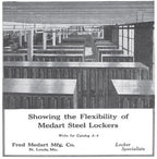 late 1940's vintage american industrial shoe factory double unit "medart" freestanding galvanized steel locker with louvered doors