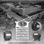 museum quality original and completely intact type d "generator 1" beveled and etched glass encased sangamo watthour meter from commercial building switchboard
