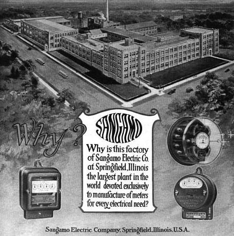 museum quality original and completely intact type d "generator 1" beveled and etched glass encased sangamo watthour meter from commercial building switchboard
