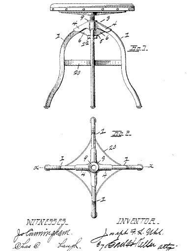 rare early 20th century joseph f. uhl-designed oxidized copper plated "uhl art steel" adjustable swivel chair with backrest