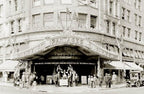 all original and fully functional depression era streamlined style machine age orpheum theater illuminated exit light with emerald green lettering