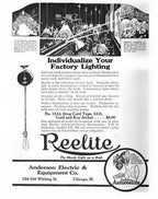 all original lightly cleaned c. 1940's american industrial "reelite" drop-down machine shop task lamp with green porcelain enameled finish