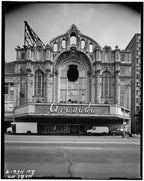 original c. 1926 original and intact interior polychromed heavy cast plaster granada theater lobby fragment with centrally located urn and scrollwork