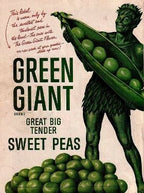 strange and rare oversized original ameican c. 1950's stamped metal "jolly green giant" highway roadside billboard figural sign with an allover reflective finish