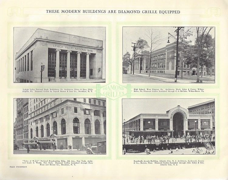 rare 1920s softcover catalog of ‘architectural grilles of perforated metal’ published for the diamond manufacturing co. of wyoming, pa.