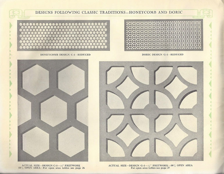 rare 1920s softcover catalog of ‘architectural grilles of perforated metal’ published for the diamond manufacturing co. of wyoming, pa.
