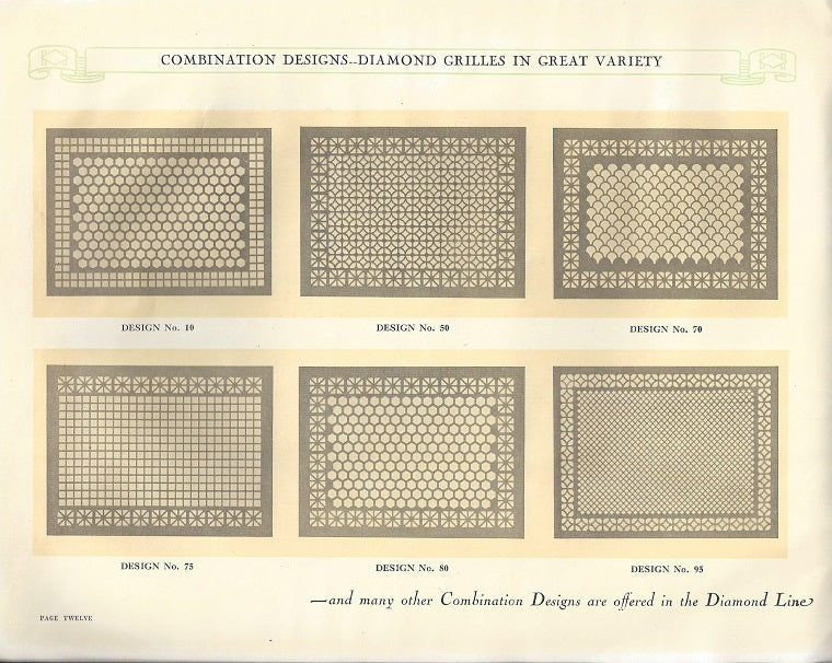 rare 1920s softcover catalog of ‘architectural grilles of perforated metal’ published for the diamond manufacturing co. of wyoming, pa.
