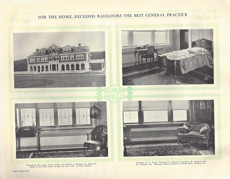 rare 1920s softcover catalog of ‘architectural grilles of perforated metal’ published for the diamond manufacturing co. of wyoming, pa.